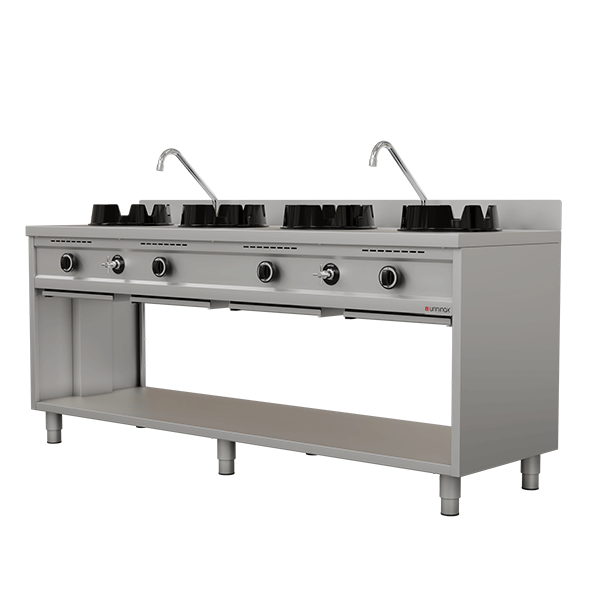 Gas Wok Cooker – 3 × 15 kW – 3 Cooking Zones