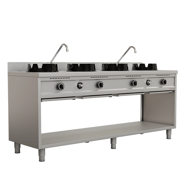 Gas Wok Cooker – 3 × 15 kW – 3 Cooking Zones