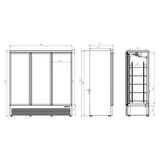 Refrigerator with 3 Glass Doors - 1530 Liters