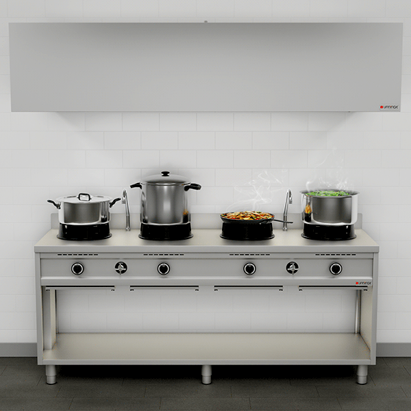 Gas Wok Cooker – 3 × 15 kW – 3 Cooking Zones
