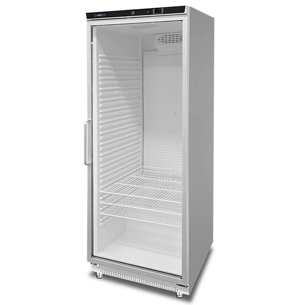 Refrigerator | 630 Liters | White + Glass | +2°C to +8°C | Ventilated Cooling | 775 × 735 × 1920 mm