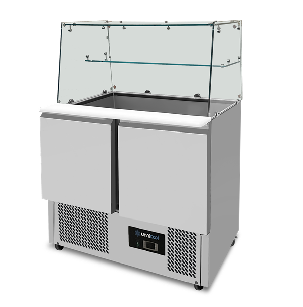 Saladette with Glass Structure | 2 Doors | Static Cooling | 90 × 70 × 85 (H) cm