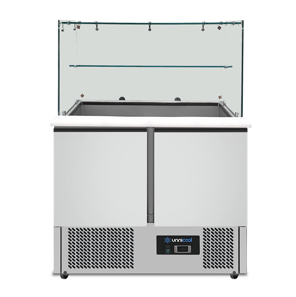 Saladette with Glass Structure | 2 Doors | Static Cooling | 90 × 70 × 85 (H) cm