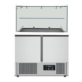 Saladette with Glass Structure | 2 Doors | Static Cooling | 90 × 70 × 85 (H) cm