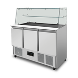 Saladette With Glass Topping | 3 Doors | Static Cooling | 137 × 70 × 85 (H) cm