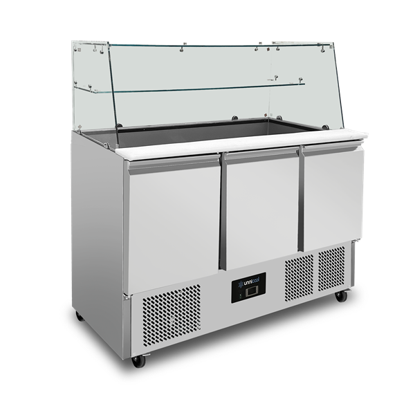 Saladette With Glass Topping | 3 Doors | Static Cooling | 137 × 70 × 85 (H) cm
