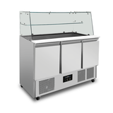 Saladette With Glass Topping | 3 Doors | Static Cooling | 137 × 70 × 85 (H) cm