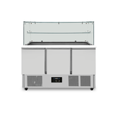 Saladette With Glass Topping | 3 Doors | Static Cooling | 137 × 70 × 85 (H) cm