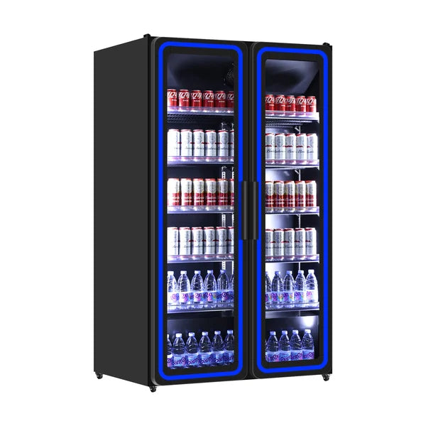 Refrigerator with 2 Glass Doors – 900 Liters – Blue LED lighting