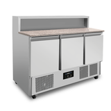 Pizza prep counter, 3 Doors (GN 1/1), With 8 x GN 1/6 Topping Unit | +2°C to +8°C
