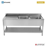 180x70xH85cm – 2 Sinks Right