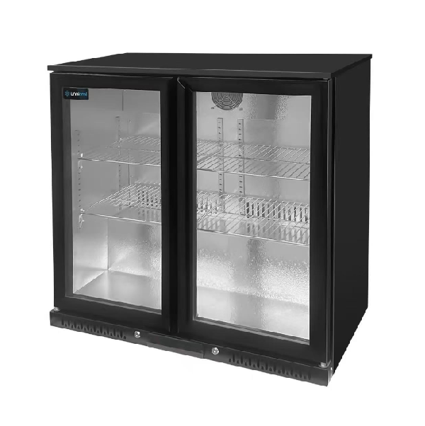 Black Bar Cooler 200 Liters with Double Glass Door – 900x525x900 mm