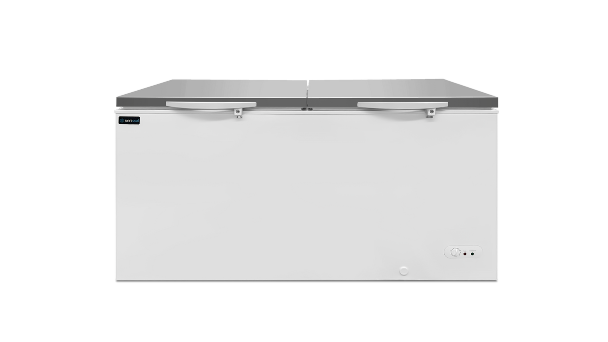 Chest Freezer 558 Liters – White with Stainless Steel Lid – -18°C to -25°C