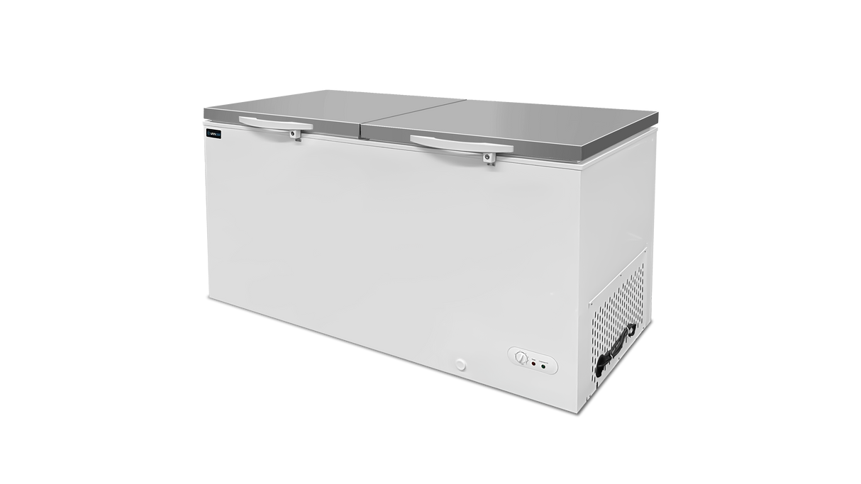 Chest Freezer 558 Liters – White with Stainless Steel Lid – -18°C to -25°C