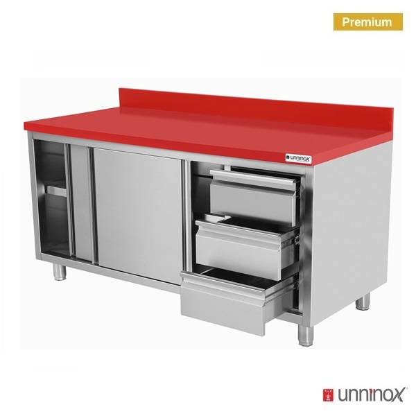 Polyethylene Work Cabinet + sliding doors + 3 drawers