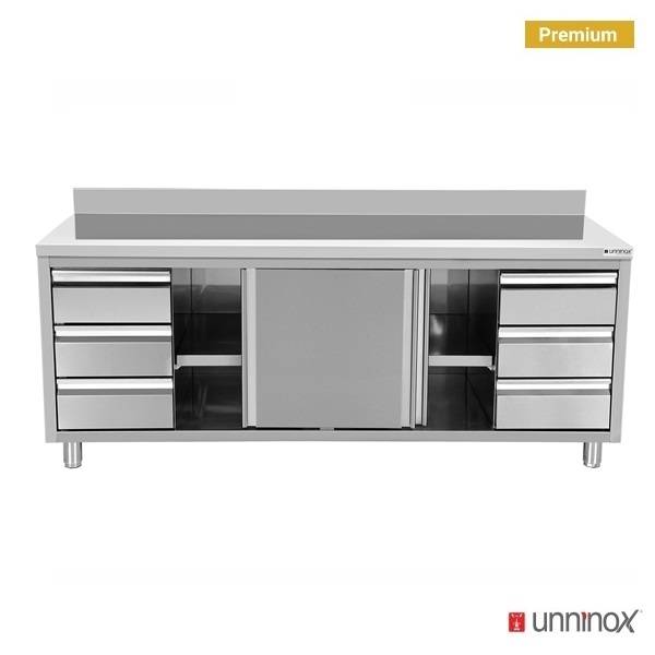 Work Cabinets with Upstand and 3+3 Drawers