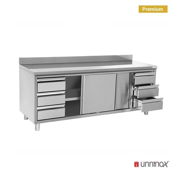Work Cabinets with Upstand and 3+3 Drawers