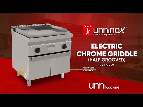 Electric Griddle Chrome 1/2 smooth + 1/2 ribbed