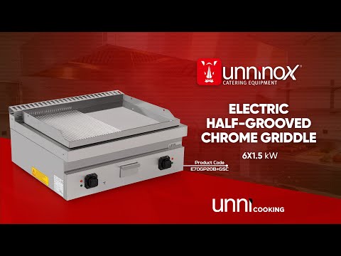 Electric Griddle - 1/2 Smooth + 1/2 Ribbed Chrome - E70GP20B+GSC