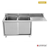 Dishwasher sink unit 180x70xH85 2 Bowl Left