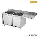 Dishwasher sink unit 180x70xH85 2 Bowl Left