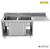 Dishwasher sink unit 200x70xH85 2 Bowl Left