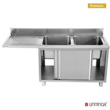 Dishwasher sink unit 160x70xH85 2 Bowl Right