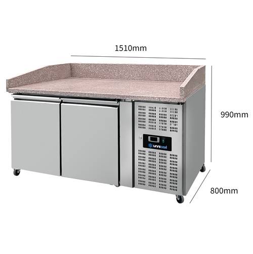 Pizza Prep Table – 2 Doors – 151 × 80 × 100 cm