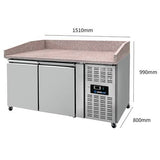Pizza Prep Table – 2 Doors – 151 × 80 × 100 cm